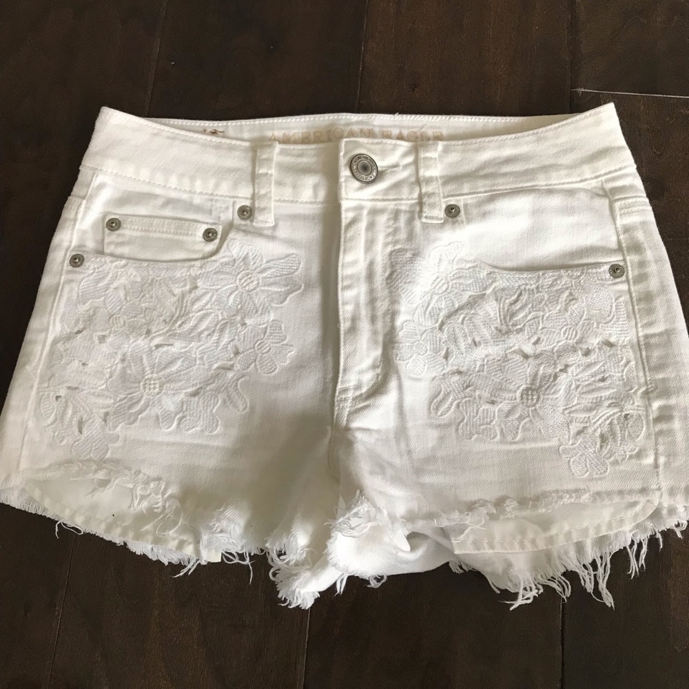 White High Rise Denim Festival Shorts